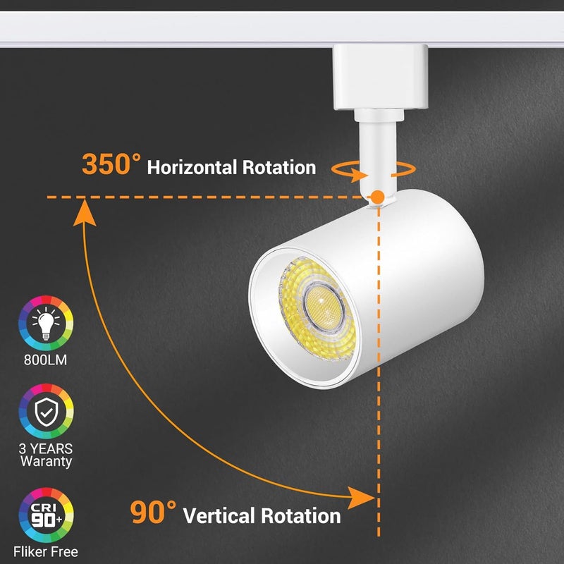 VANoopee رؤوس إضاءة LED بخمسة ألوان لنظام الإضاءة H نوع، رؤوس إضاءة قابلة للتعتيم، بقعة سقف مضيئة، 2000K-6000K، خالية من الوميض CRI90+، 24°، 10W، 800lm، أبيض غير لامع، عبوة 6 قطع - Image 5